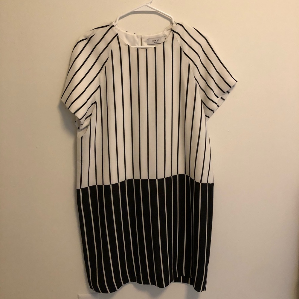 Black and white striped dress